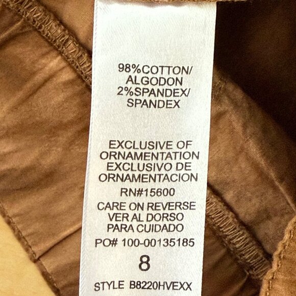 Democracy Women's Pull-on Elastic/Drawstring Waist Brown Cropped Pant Size 8 NWT - Picture 6 of 10